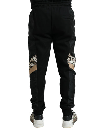 Elegante schwarze Jogginghose mit Leopardenmuster von Dolce &amp; Gabbana