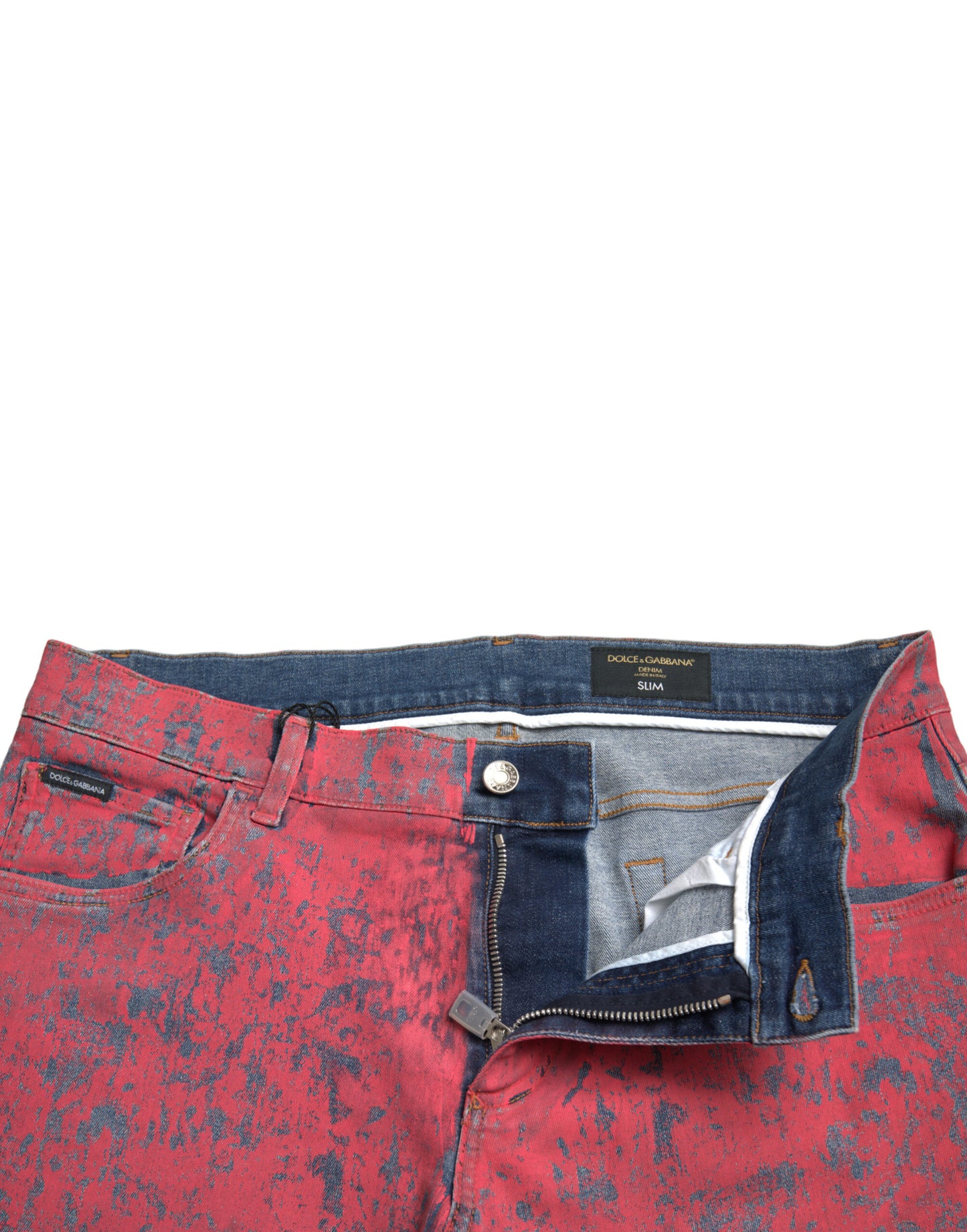 Dolce &amp; Gabbana – Rote Skinny-Jeans mit Batikmuster