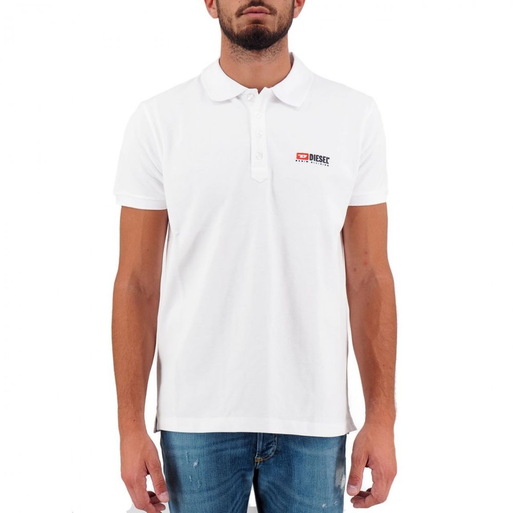 Diesel – Elegantes weißes Poloshirt aus Baumwolle mit kontrastierendem Logo