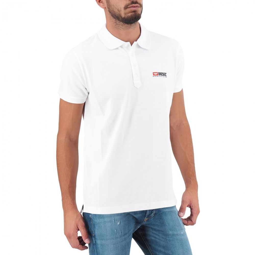 Diesel – Elegantes weißes Poloshirt aus Baumwolle mit kontrastierendem Logo