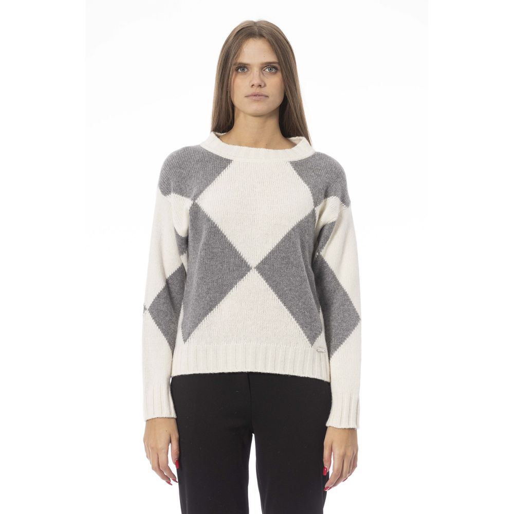 Baldinini Trend Grauer Wollpullover für Damen