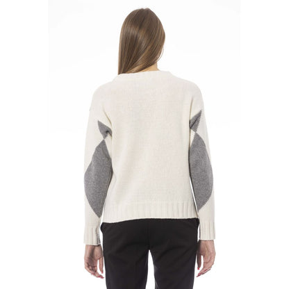 Baldinini Trend Grauer Wollpullover für Damen