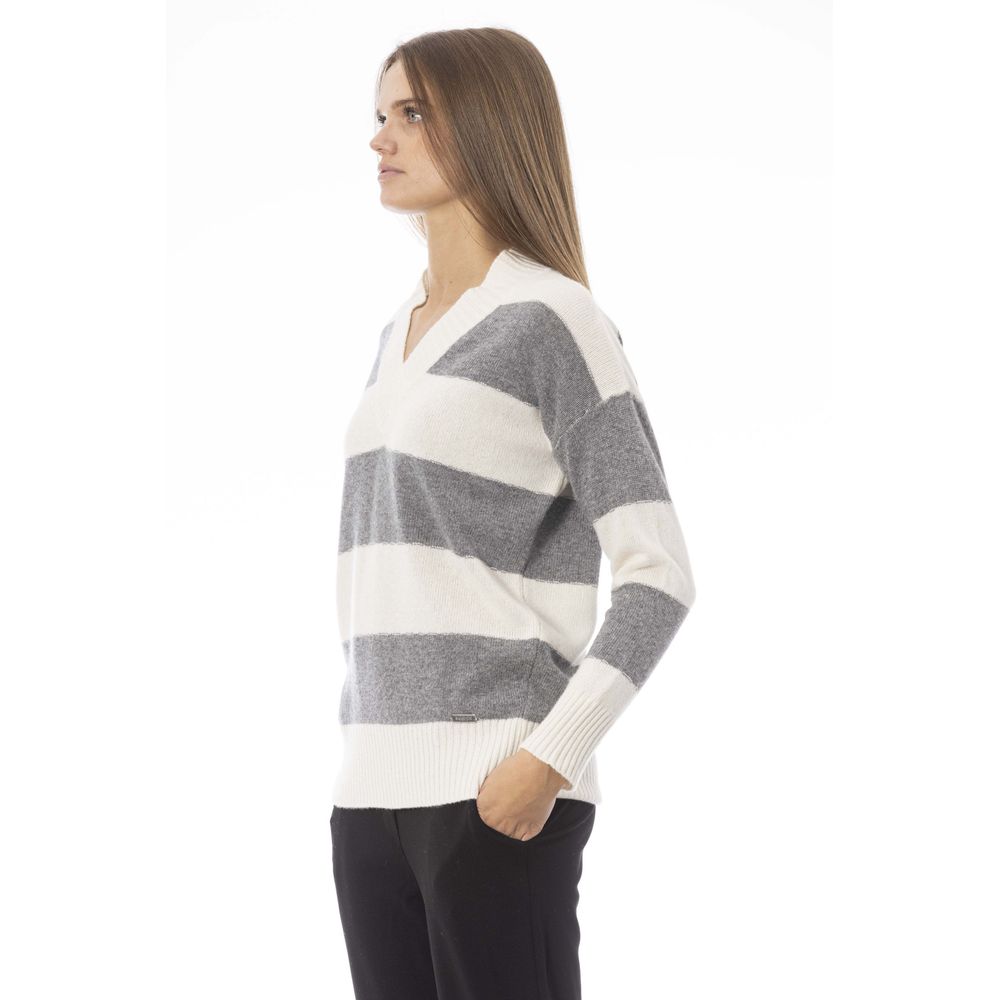 Baldinini Trend Grauer Wollpullover für Damen