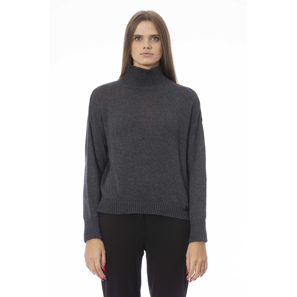 Baldinini Trend Grauer Wollpullover für Damen