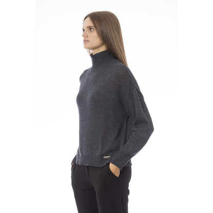 Baldinini Trend Grauer Wollpullover für Damen