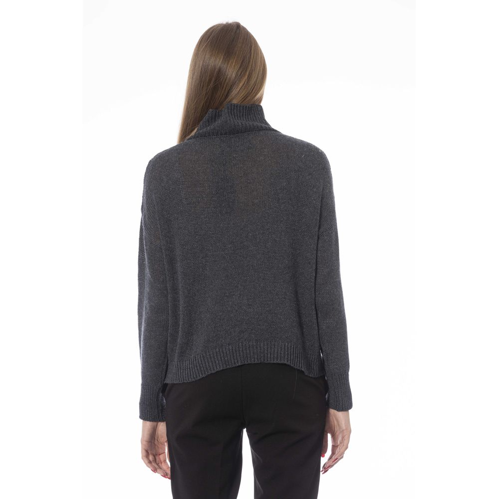 Baldinini Trend Grauer Wollpullover für Damen