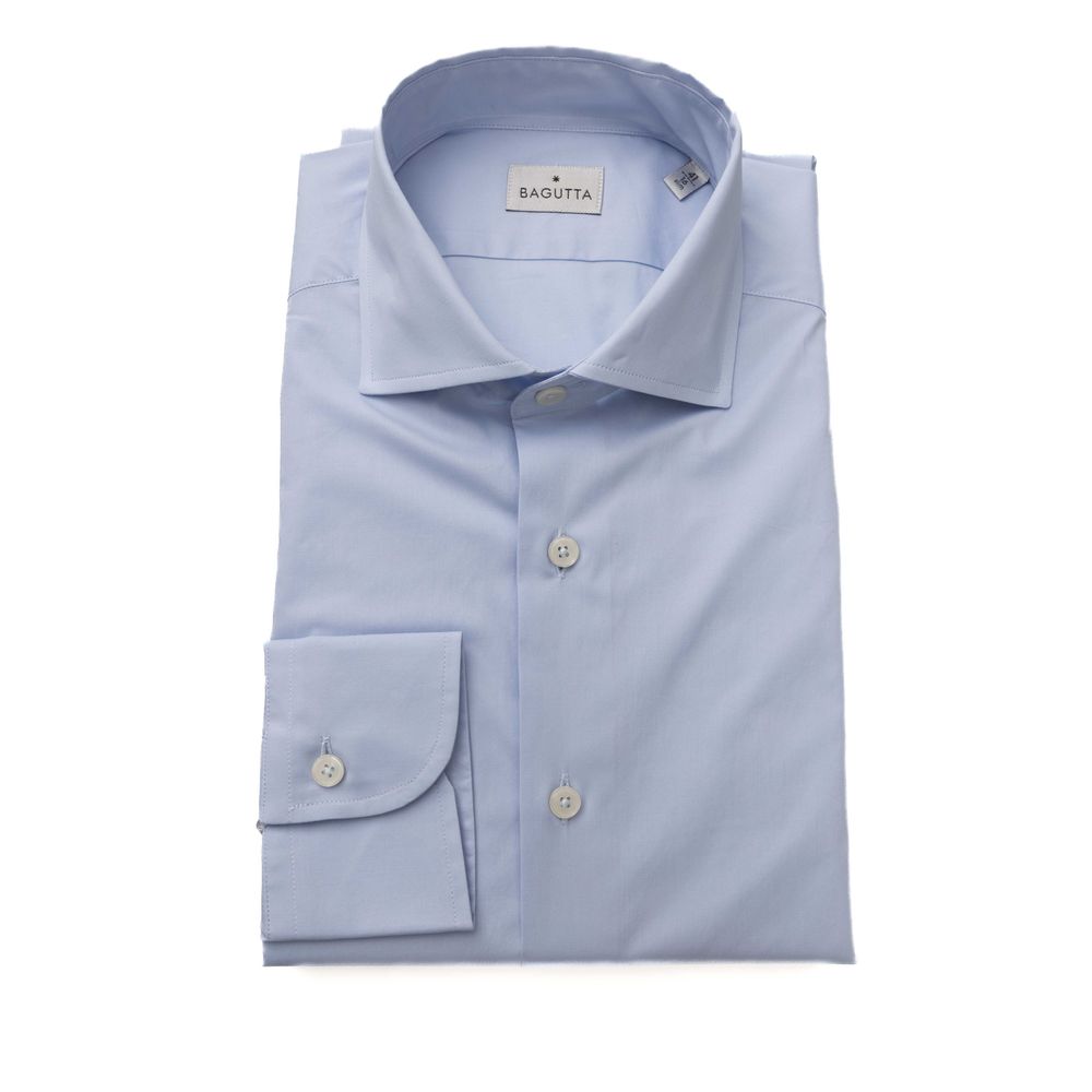 Bagutta Light Blue Cotton Men Shirt