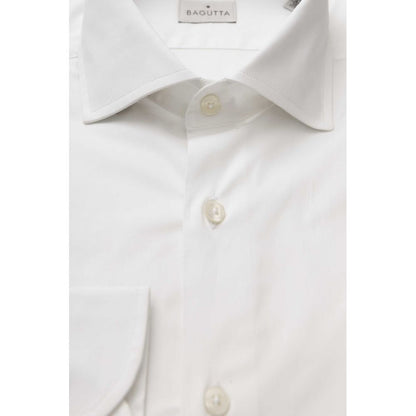 Bagutta White Cotton Men's Slim Shirt