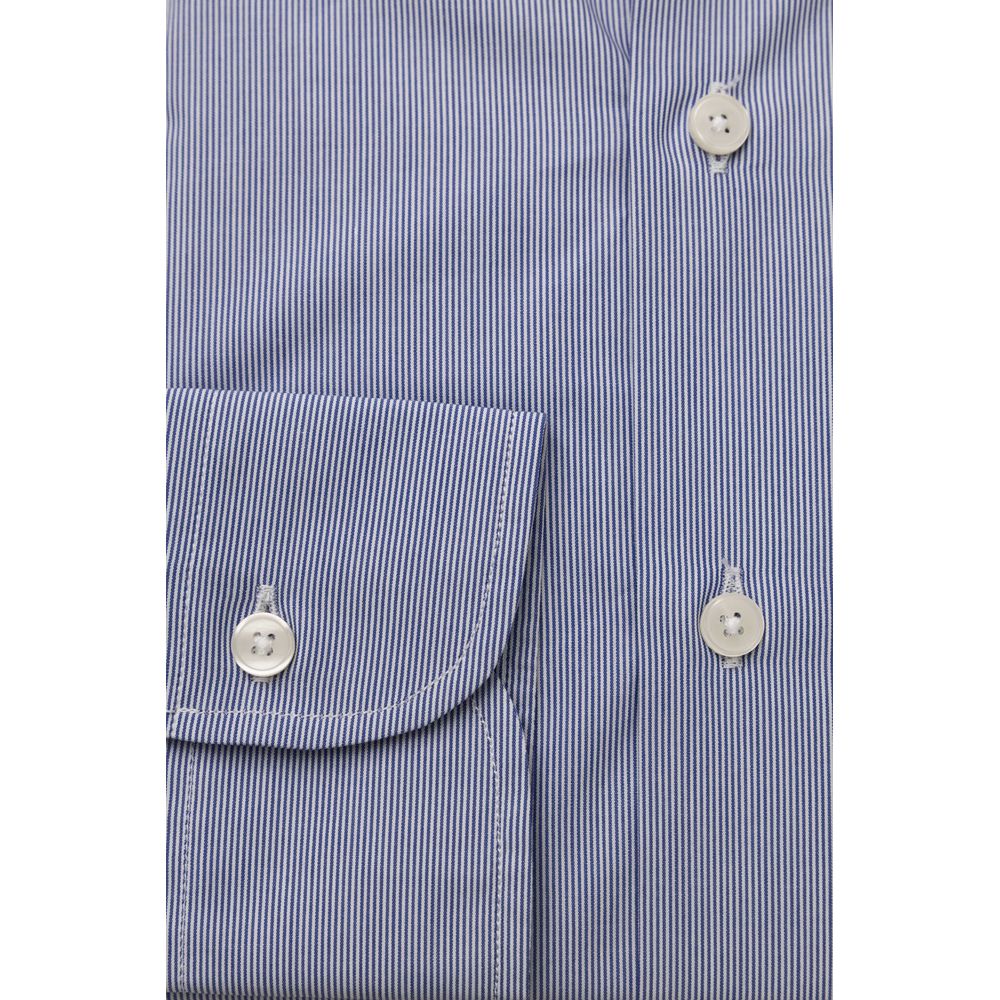 Camicia Elegante Azzurra Vestibilità Media con Collo Francese