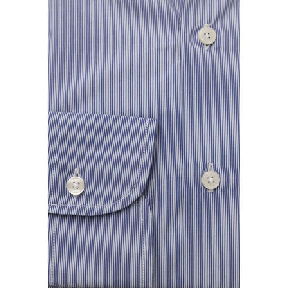 Camicia Elegante Azzurra Vestibilità Media con Collo Francese