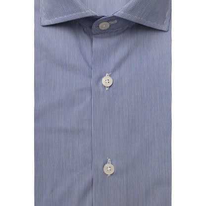 Camicia Elegante Azzurra Vestibilità Media con Collo Francese