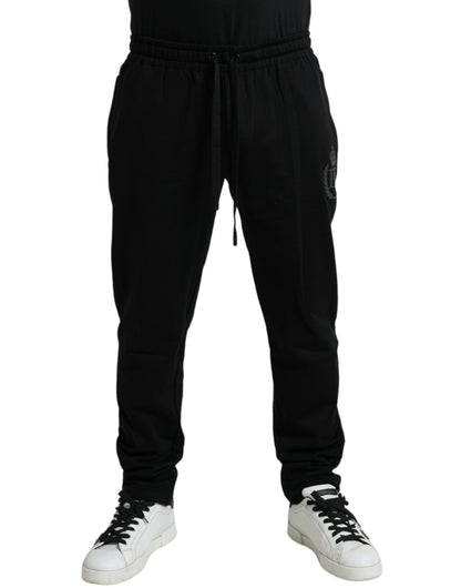 Pantaloni sportivi da uomo con logo jogger in cotone nero