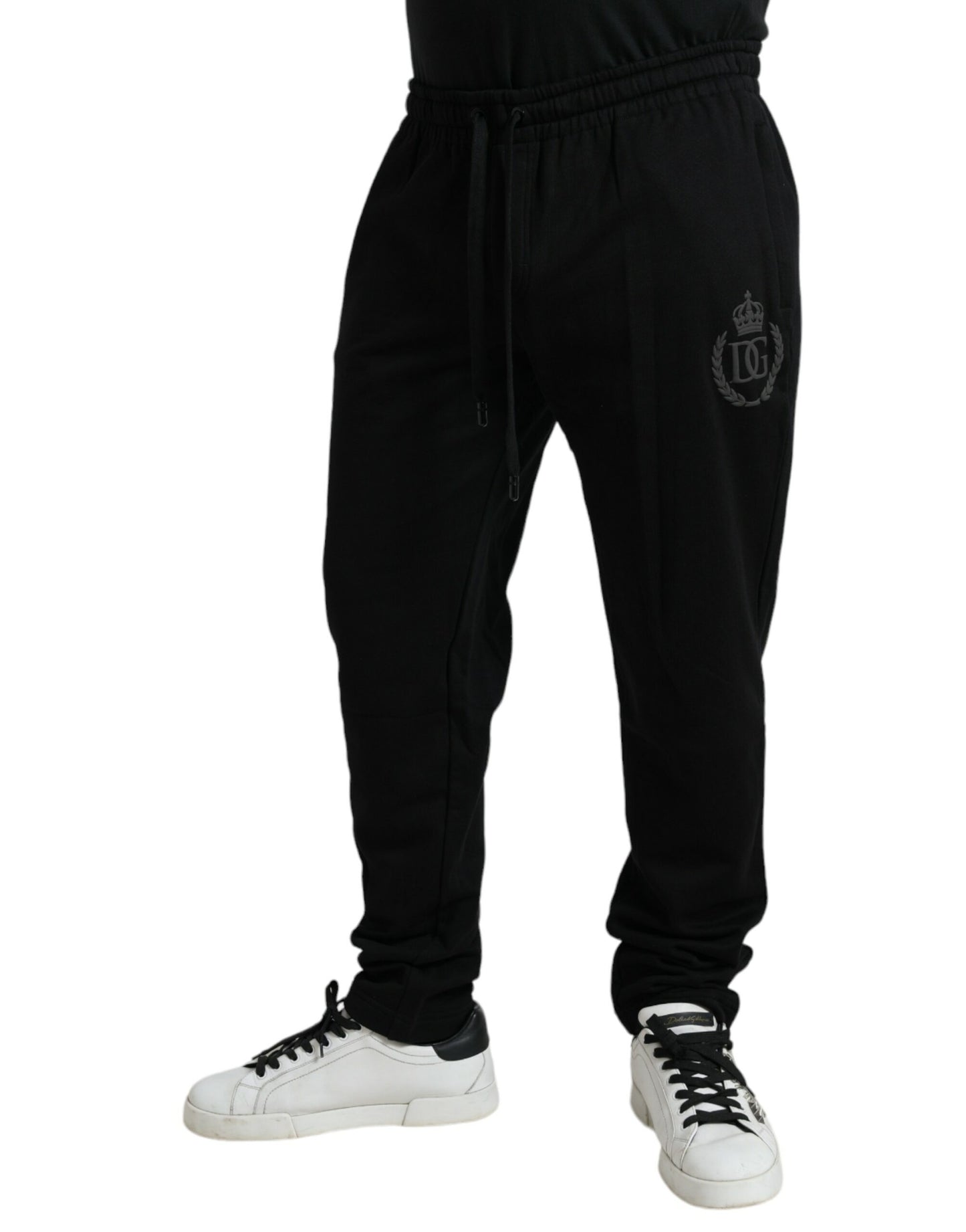 Pantaloni sportivi da uomo con logo jogger in cotone nero