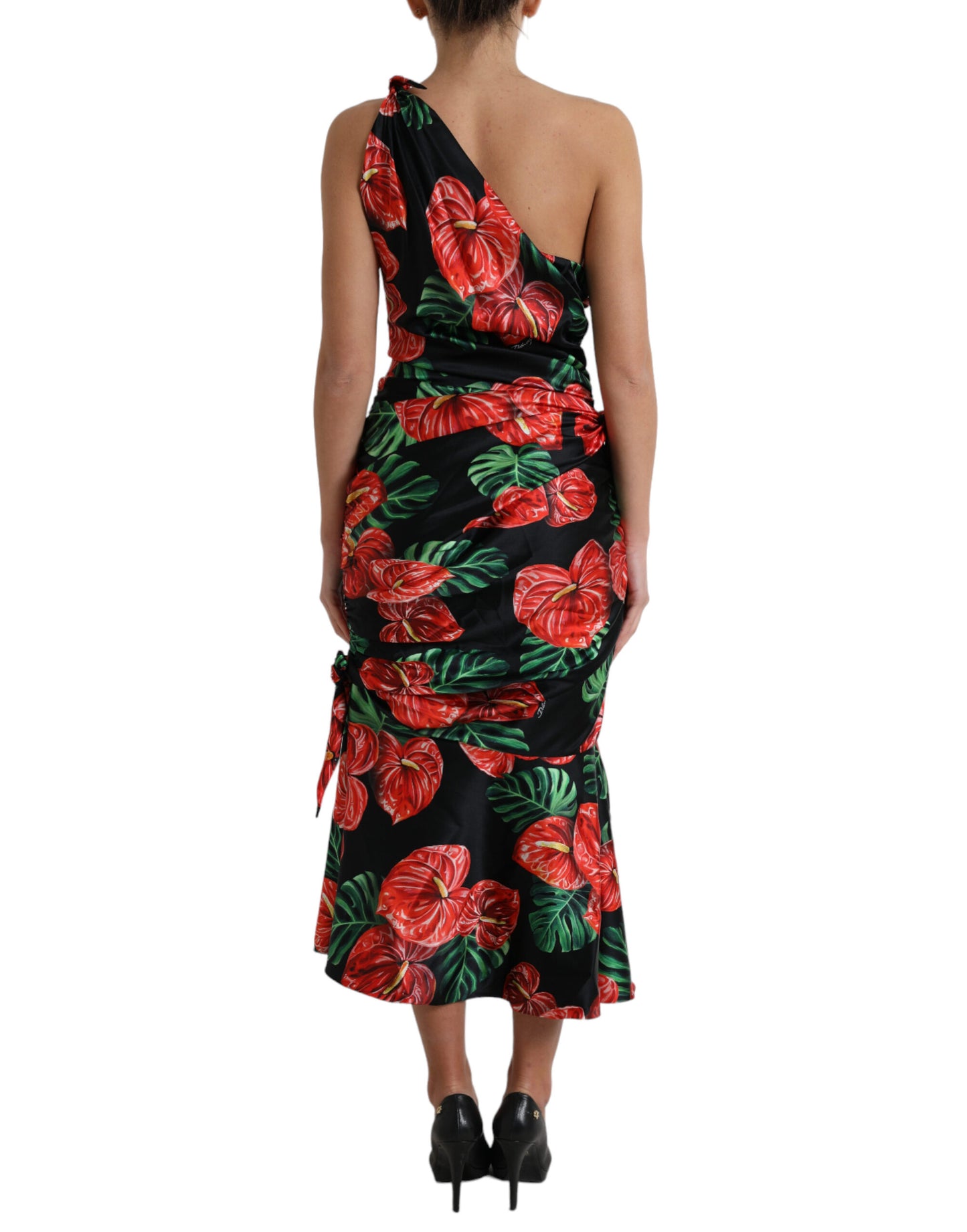 Dolce & Gabbana Tropical Elegance Silk Draped Dress