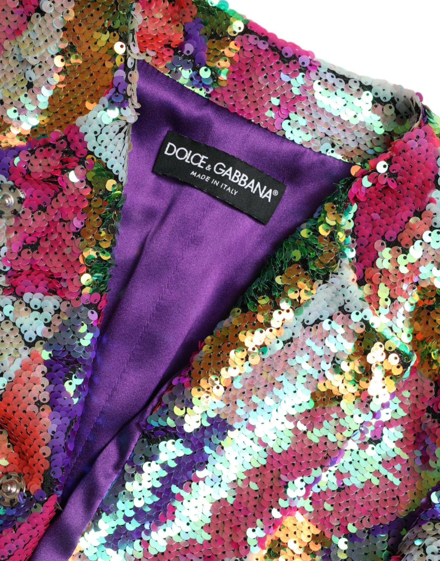 Giacca cappotto con paillettes in poliestere multicolore