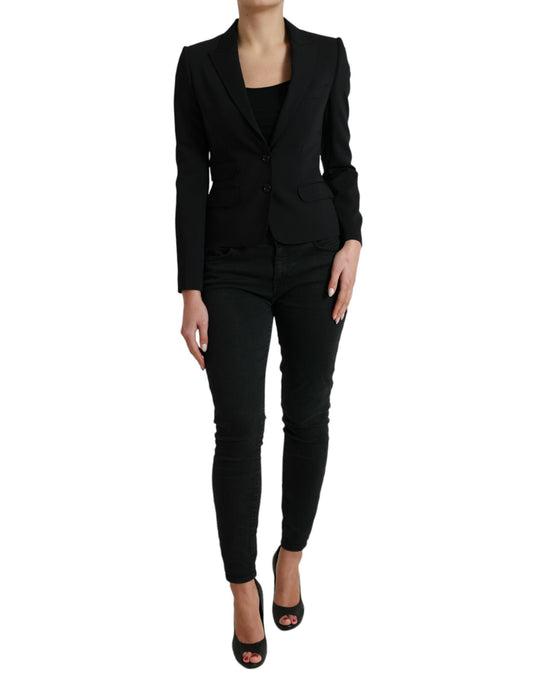 Giacca cappotto blazer monopetto in lana nera