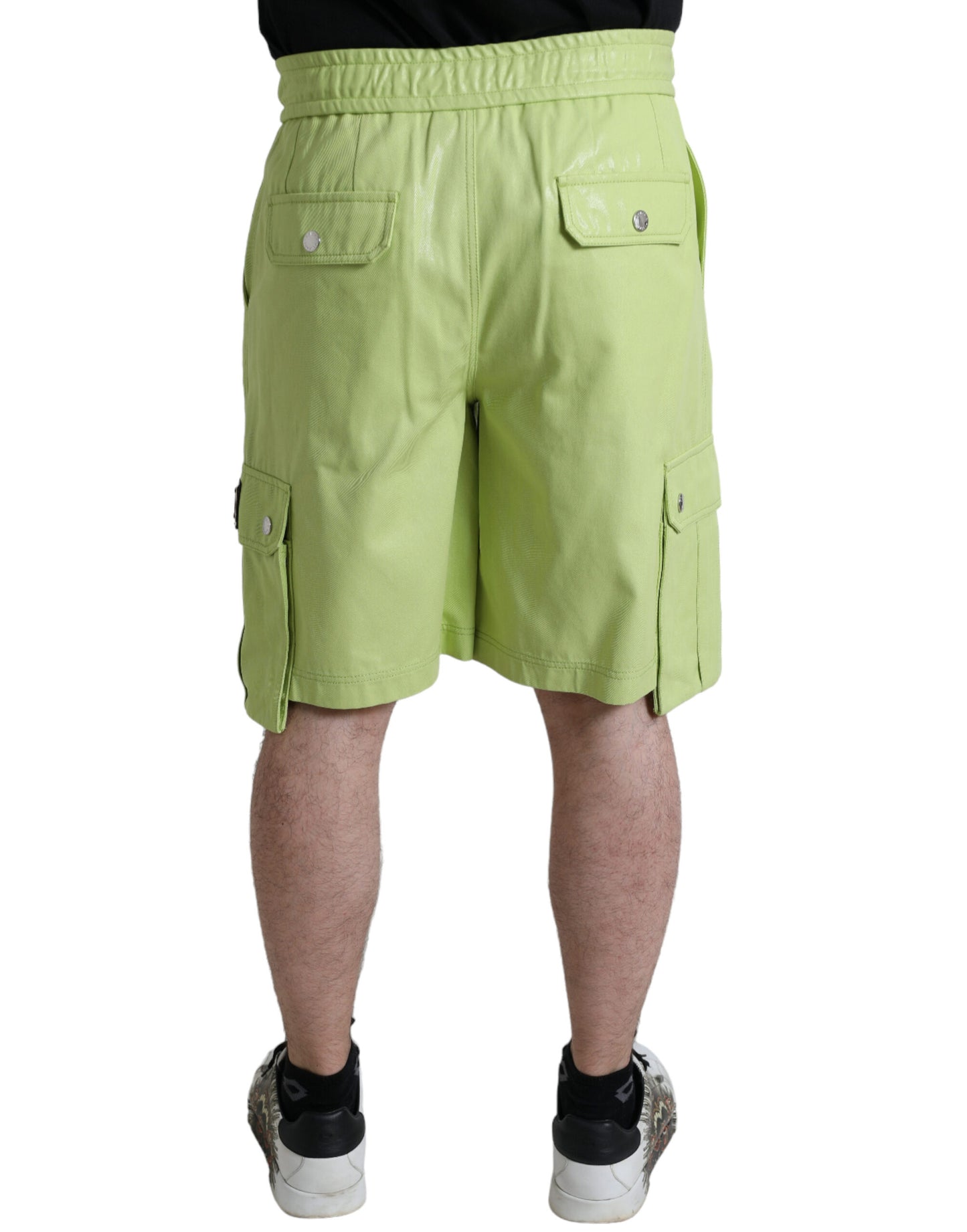 Bermuda cargo da uomo in cotone verde chiaro