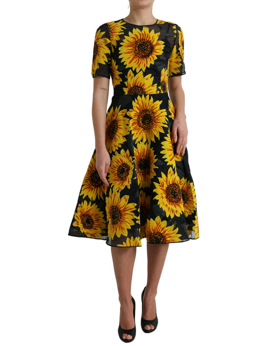 Dolce &amp; Gabbana Sommerliches Midikleid in A-Linie mit Sonnenblumenmuster