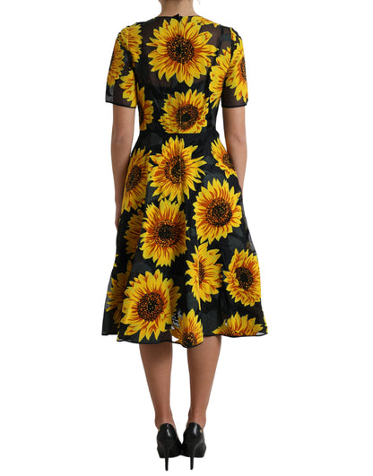 Dolce &amp; Gabbana Sommerliches Midikleid in A-Linie mit Sonnenblumenmuster