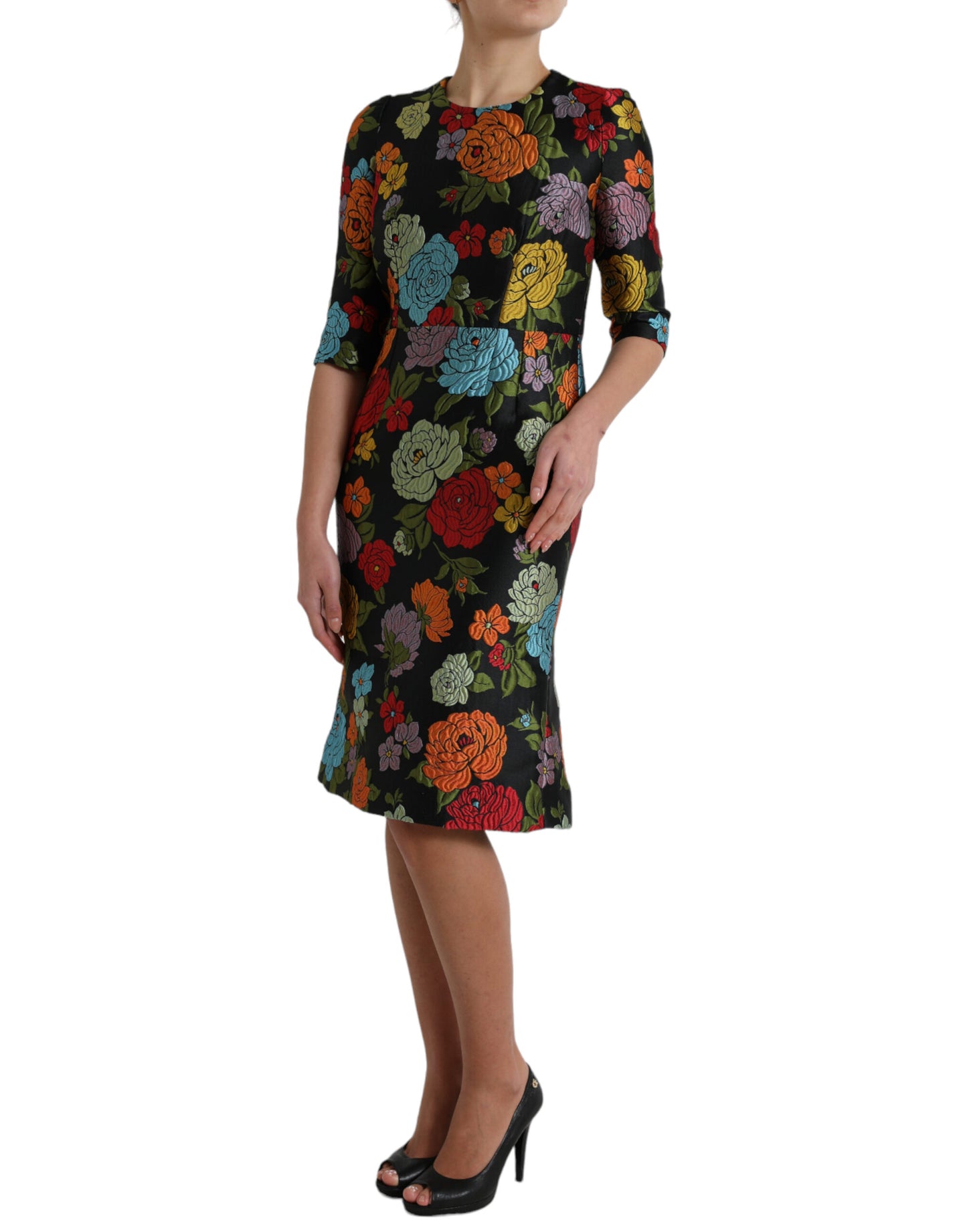 Dolce &amp; Gabbana Elegantes Bleistiftkleid mit Blumenstickerei