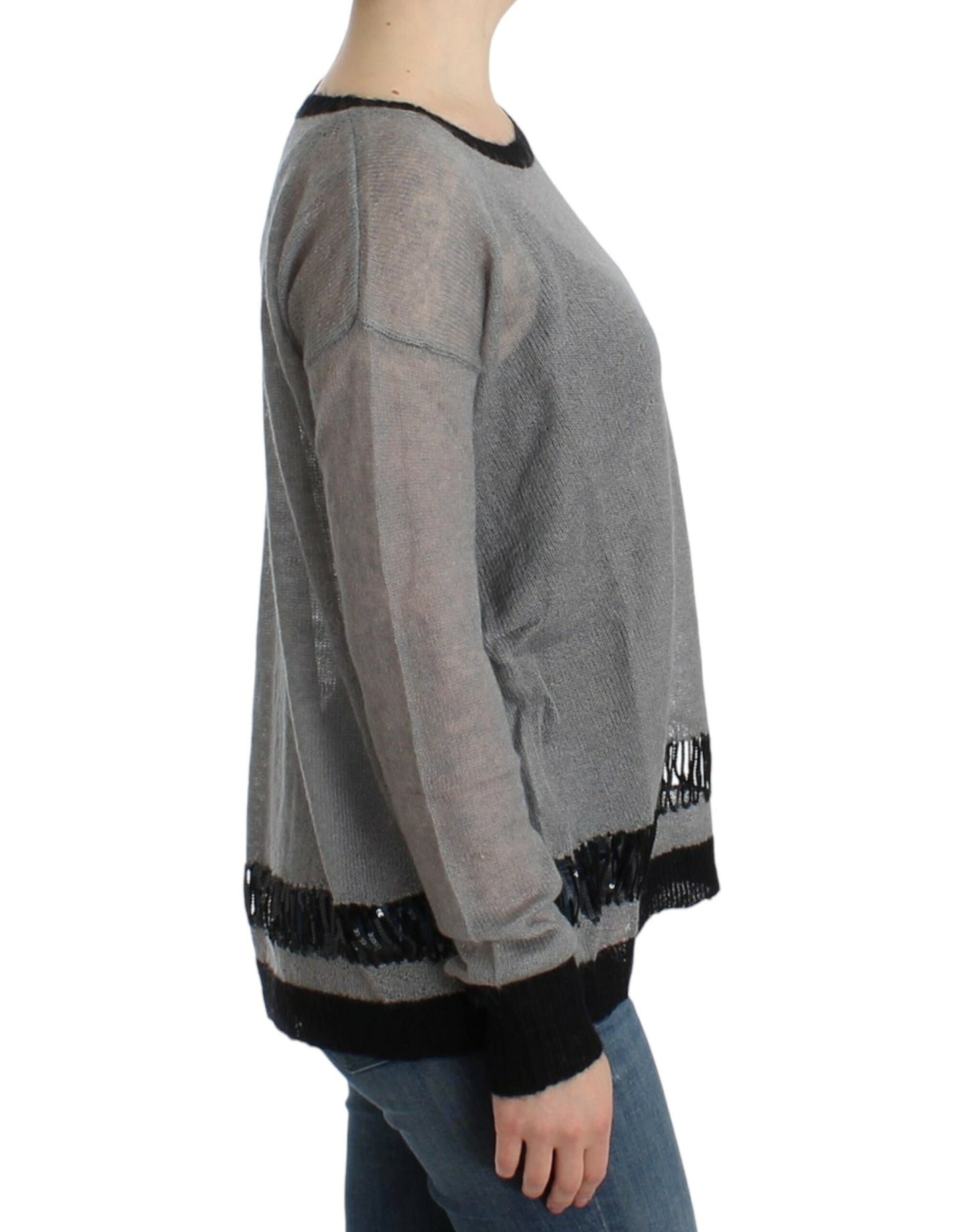 Maglione asimmetrico decorato grigio