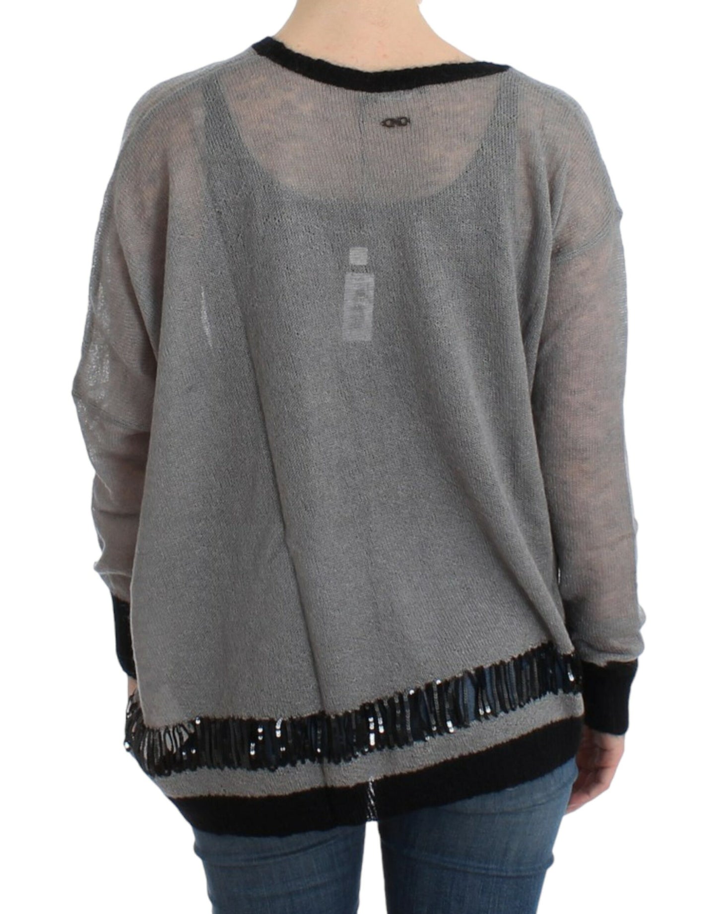 Maglione asimmetrico decorato grigio