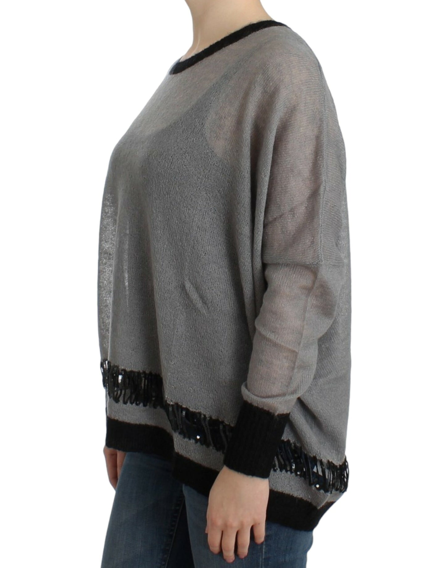 Maglione asimmetrico decorato grigio