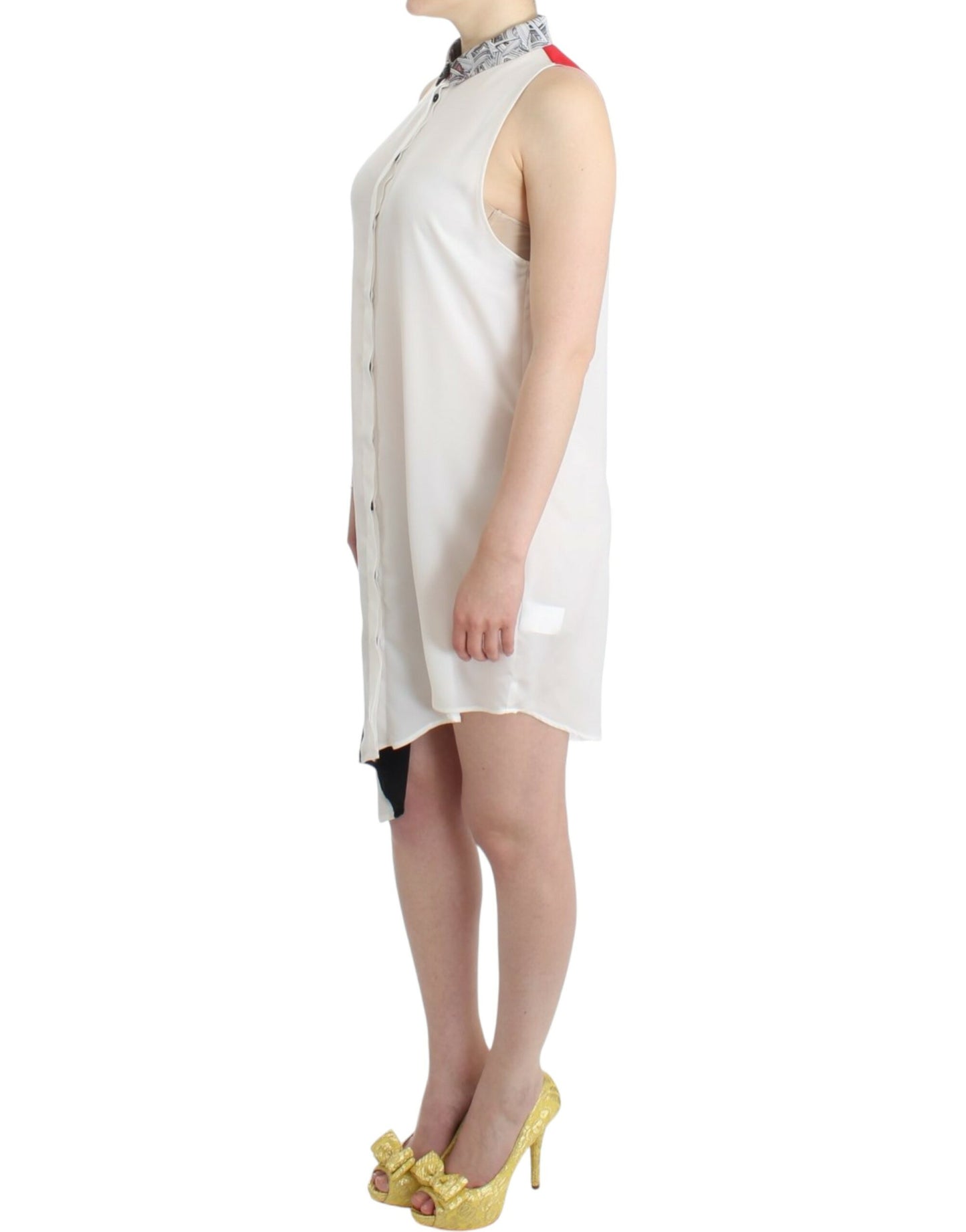 Robe chemise blanche à ourlet asymétrique