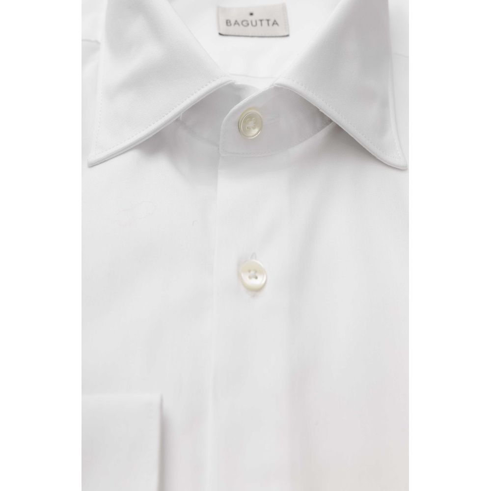 Camicia elegante in cotone bianco vestibilità media con colletto francese