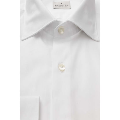 Camicia elegante in cotone bianco vestibilità media con colletto francese