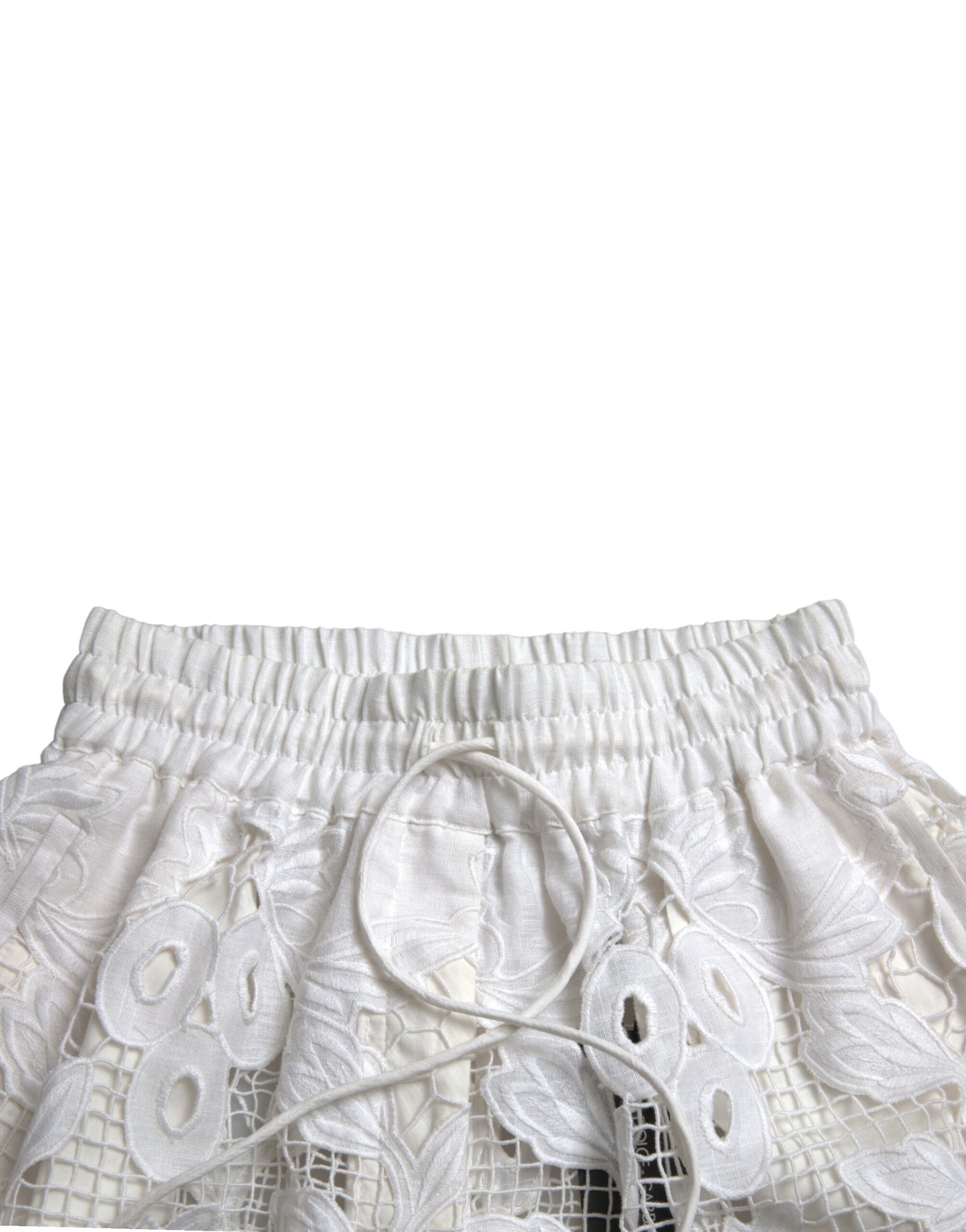 Dolce &amp; Gabbana Schicke Shorts mit hoher Taille und Spitze in reinem Weiß