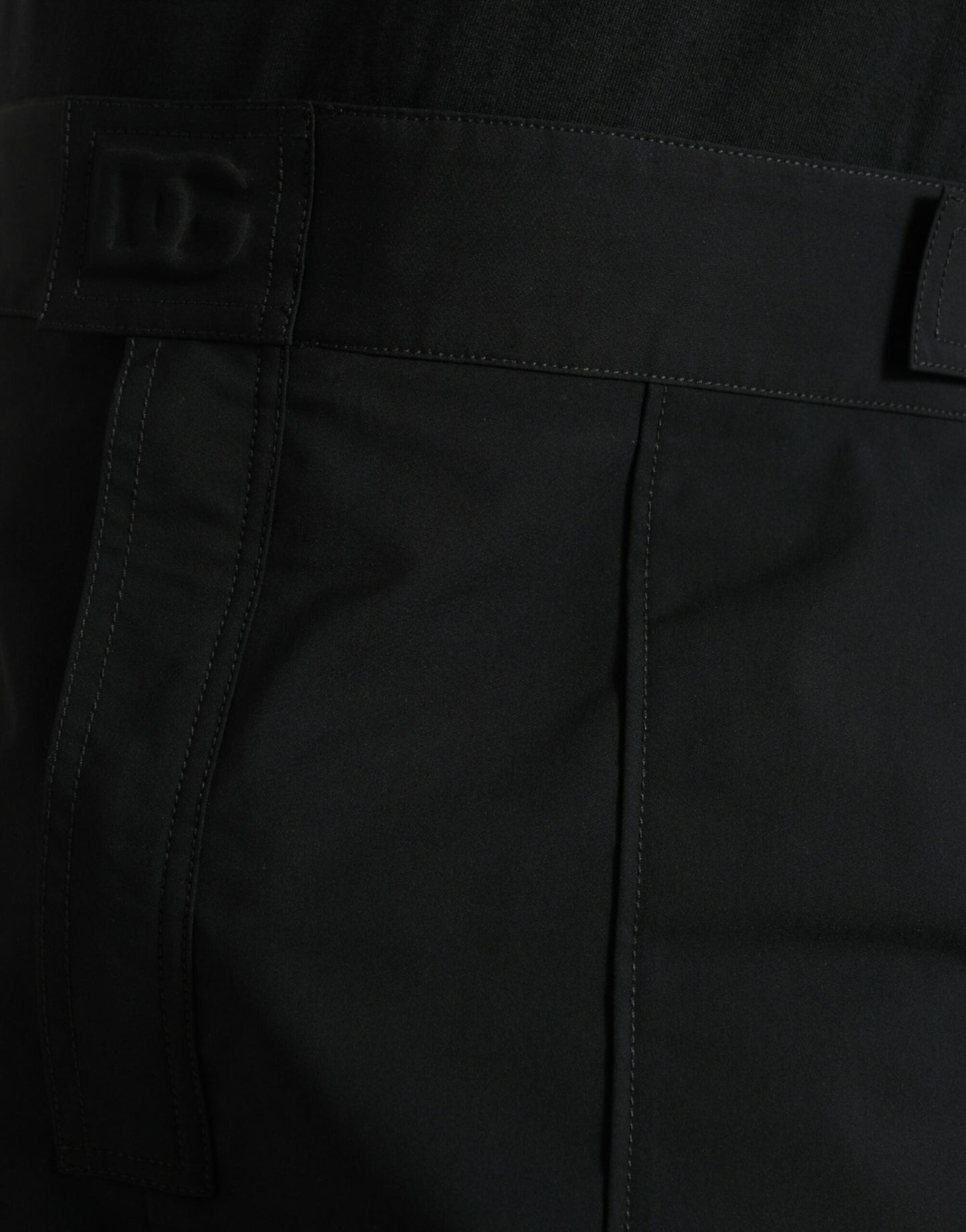 Pantaloni dritti con logo in poliestere nero