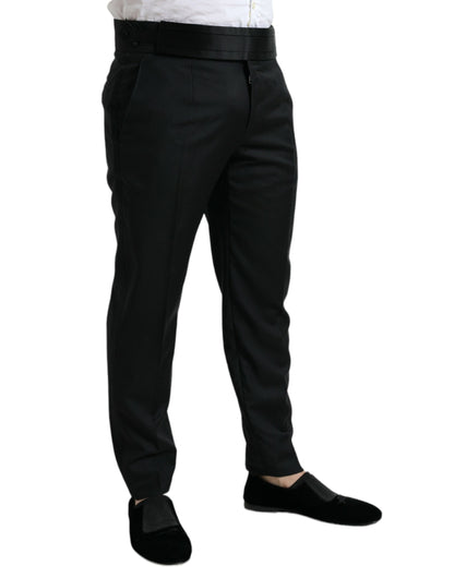 Pantaloni eleganti pantaloni formali slim fit in lana nera