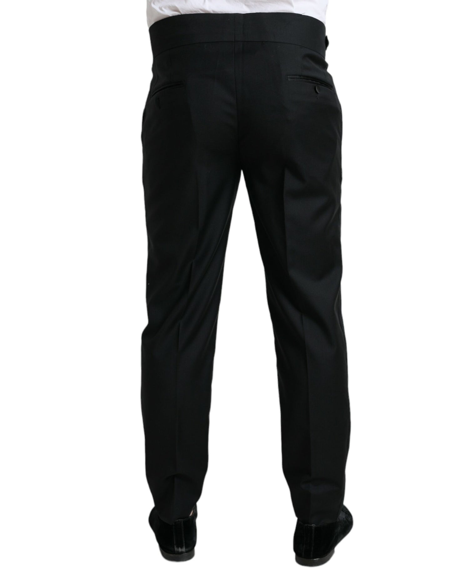 Pantaloni eleganti pantaloni formali slim fit in lana nera