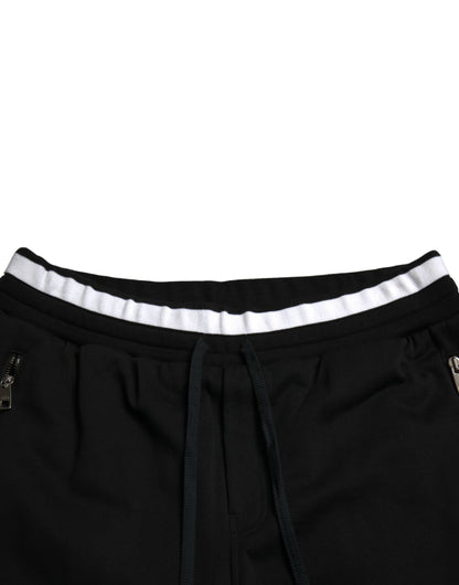 Dolce &amp; Gabbana Elegante schwarz-weiße Jogginghosen aus Baumwolle