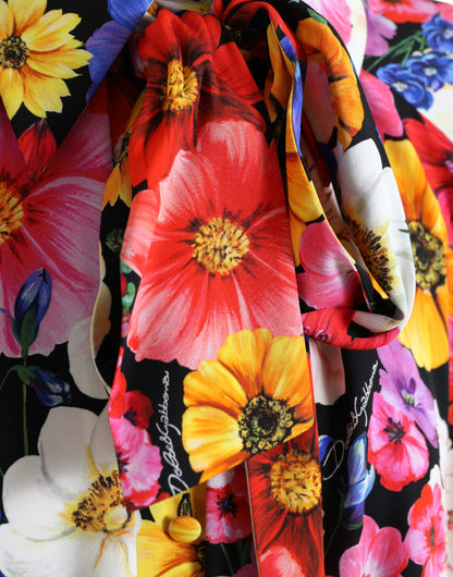 Dolce &amp; Gabbana – Seidenbluse mit Blumenmuster und Bindeverschluss vorne