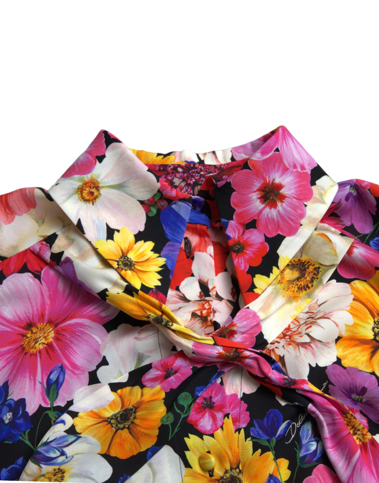 Dolce &amp; Gabbana – Seidenbluse mit Blumenmuster und Bindeverschluss vorne