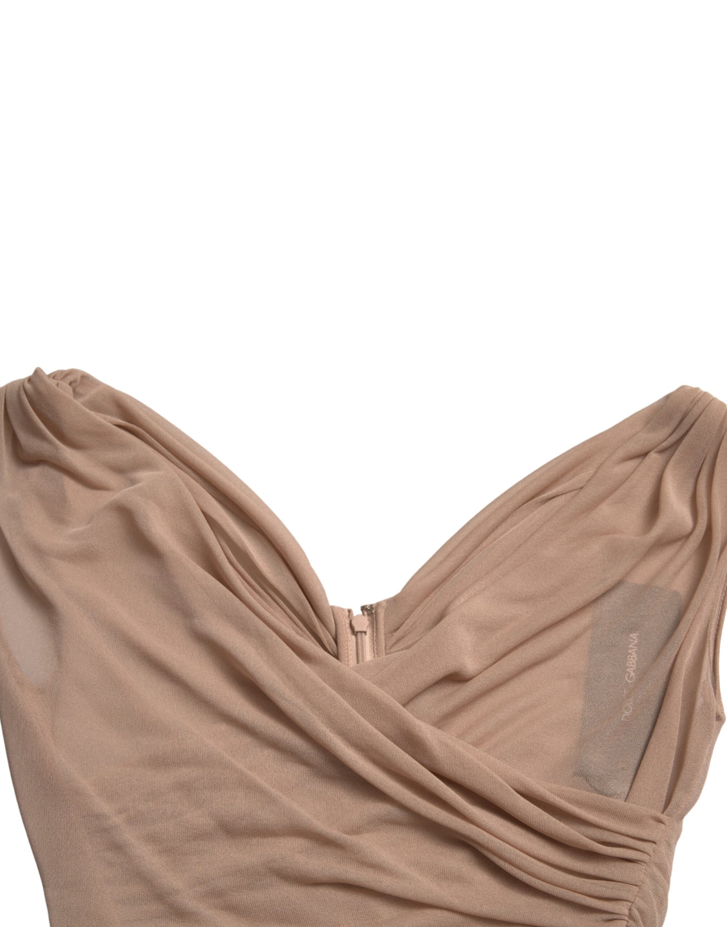 Dolce &amp; Gabbana – Elegantes, ärmelloses, transparentes Tanktop mit V-Ausschnitt in Beige