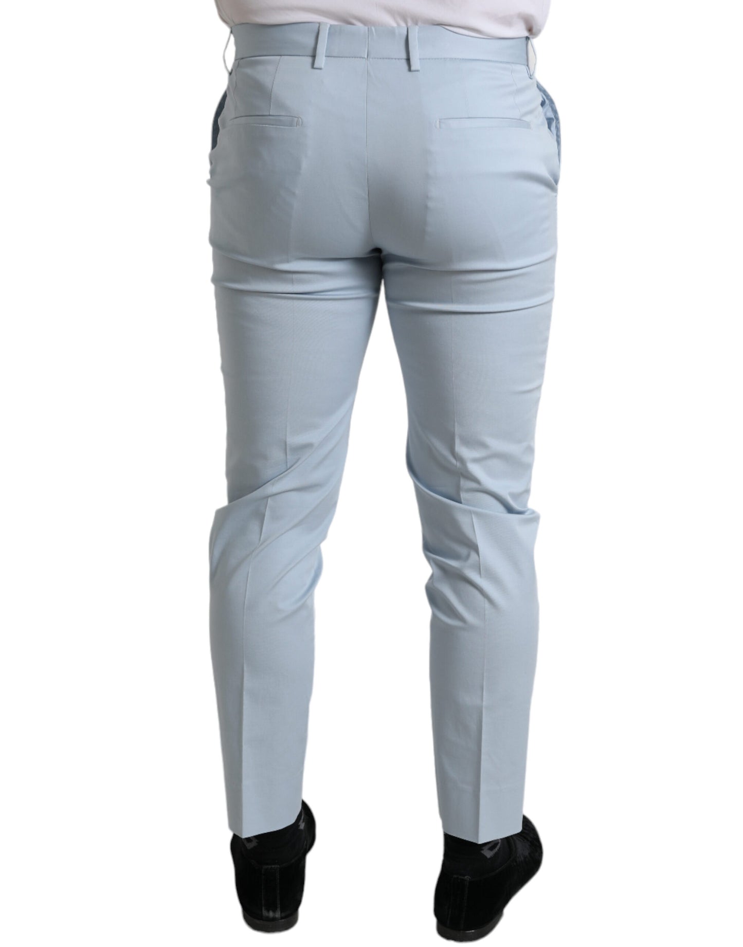 Pantaloni skinny in cotone stretch azzurro cielo