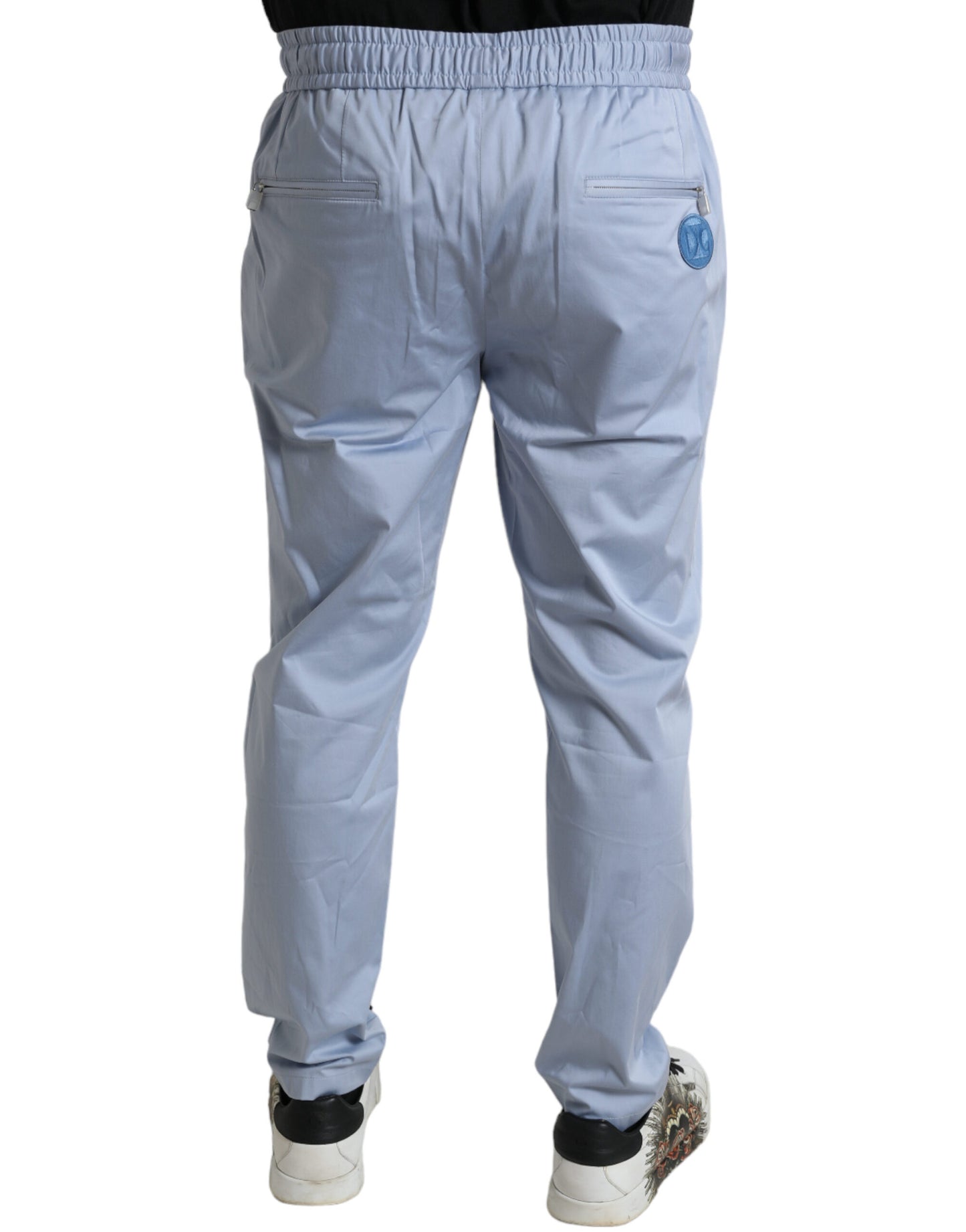 Pantaloni Jogger in cotone elasticizzato azzurro