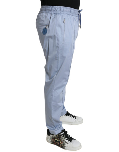 Pantaloni Jogger in cotone elasticizzato azzurro