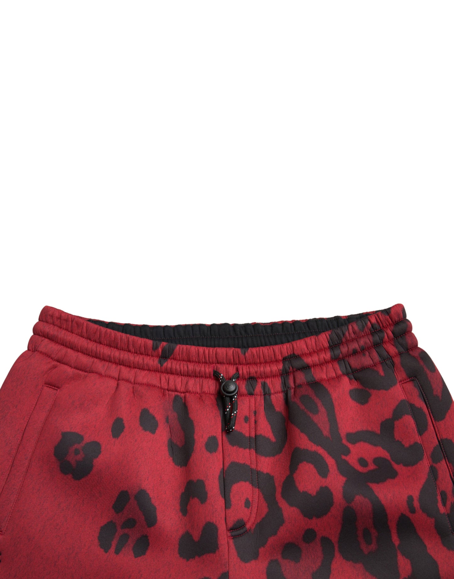 Pantaloni jogger elasticizzati leopardati rossi neri