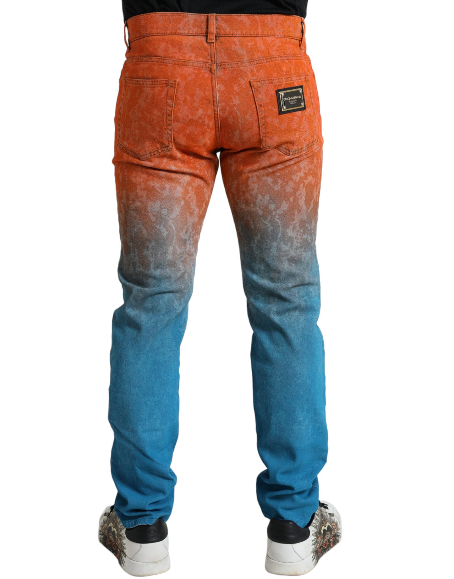 Jeans denim slim fit in cotone ombre multicolor