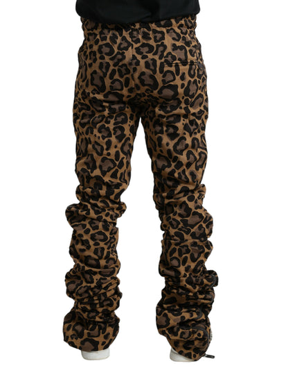 Pantaloni jogger jacquard leopardati marroni