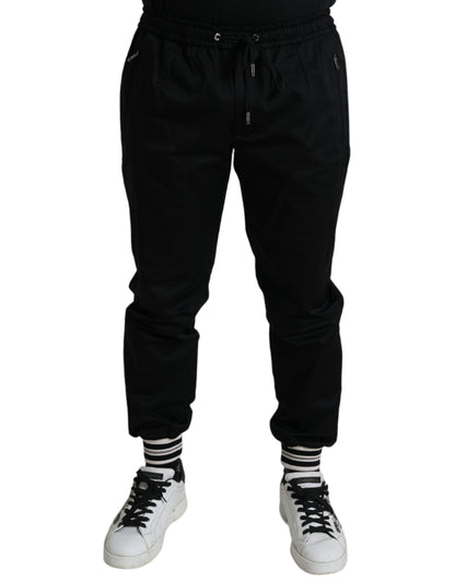 Pantaloni jogger skinny in misto cotone nero