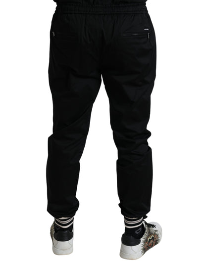 Pantaloni jogger skinny in misto cotone nero