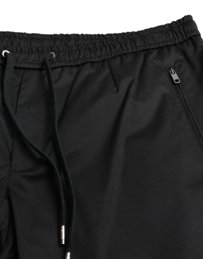 Pantaloni jogger skinny in misto cotone nero