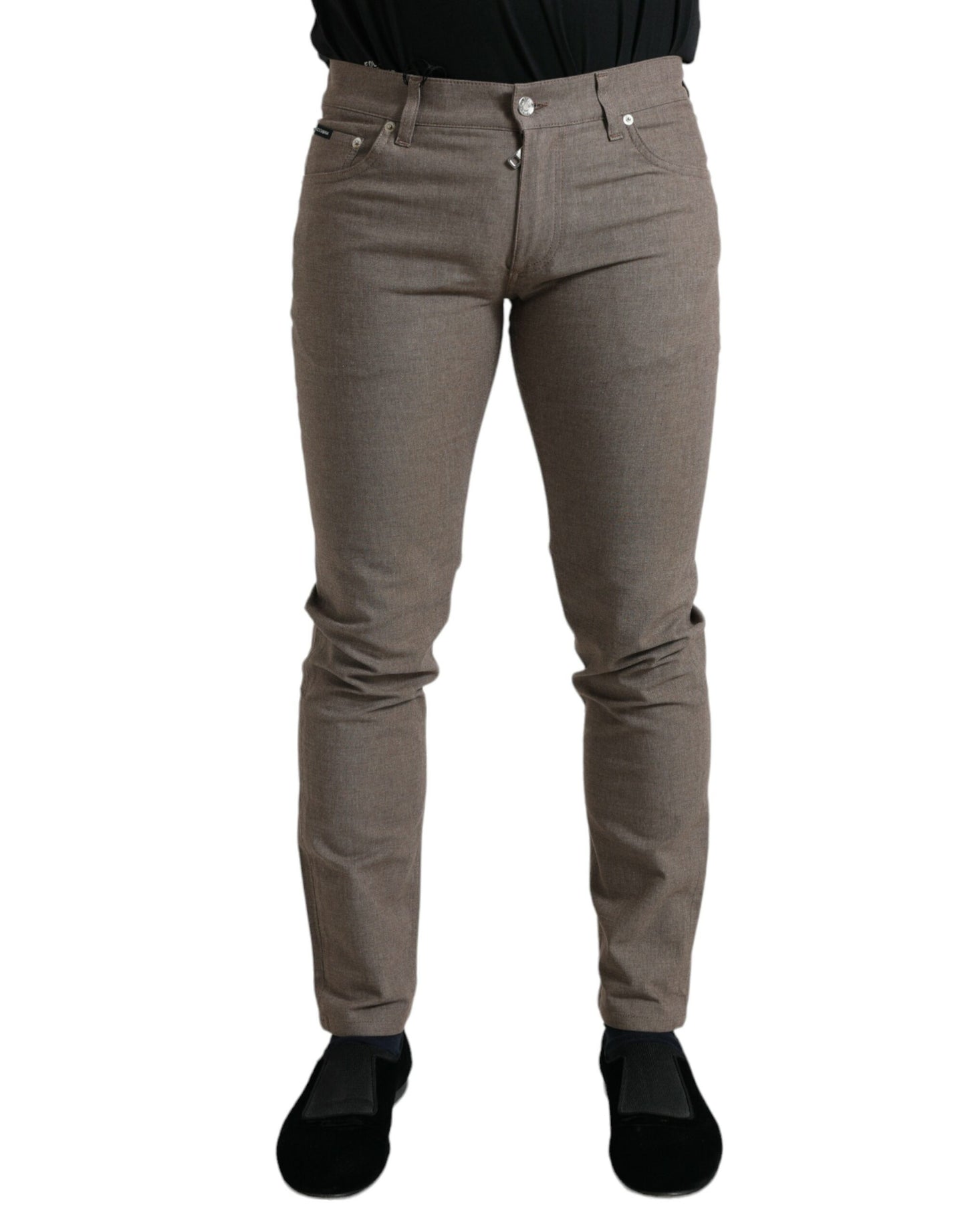 Dolce &amp; Gabbana Elegante braune Skinny-Hose aus Baumwollstretch