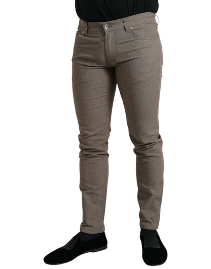 Dolce &amp; Gabbana Elegante braune Skinny-Hose aus Baumwollstretch