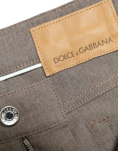 Dolce &amp; Gabbana Elegante braune Skinny-Hose aus Baumwollstretch